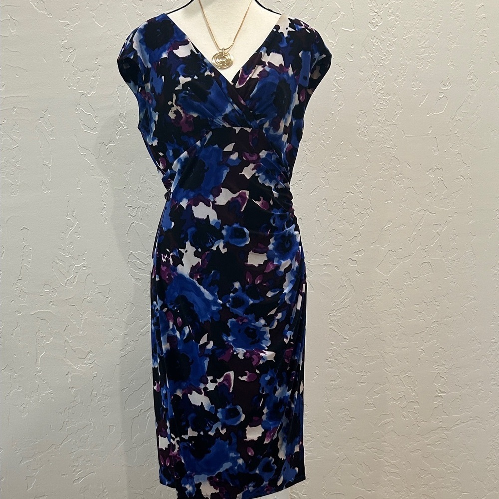 Ralph Lauren Blue and Purple Floral Midi Dress   JT - Picture 8 of 8